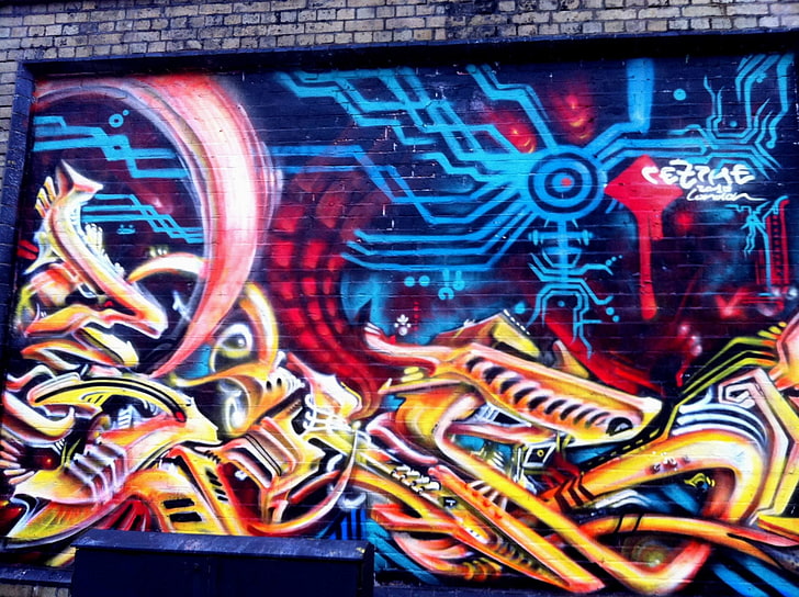 multicolored graffiti, Artistic, Graffiti, Psychedelic, Trippy, Urban, HD wallpaper