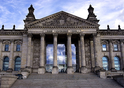 건축물, 베를린, 건물, bundestag, 기둥, 정면, 독일, 역사적인, 의회, 기둥, 독일 의회 건물, HD 배경 화면 HD wallpaper
