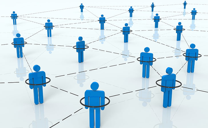 Social network 3D, gruppo di persone blu illustrazione, Computer, Web, Creativo, Rete, Social, beni comuni, connessione, networking, Sfondo HD