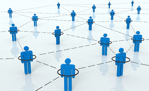Social network 3D, gruppo di persone blu illustrazione, Computer, Web, Creativo, Rete, Social, beni comuni, connessione, networking, Sfondo HD HD wallpaper