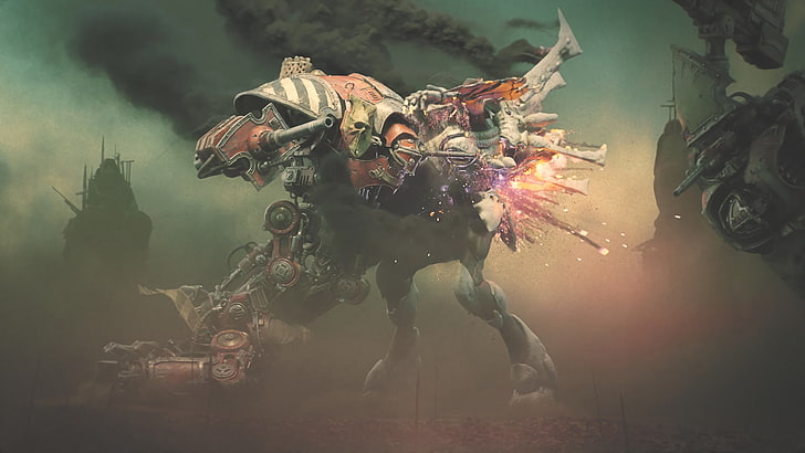 Cyfrowa tapeta z postaciami robota, Dawn of War 3, Warhammer 40,000, WH40K, Tapety HD