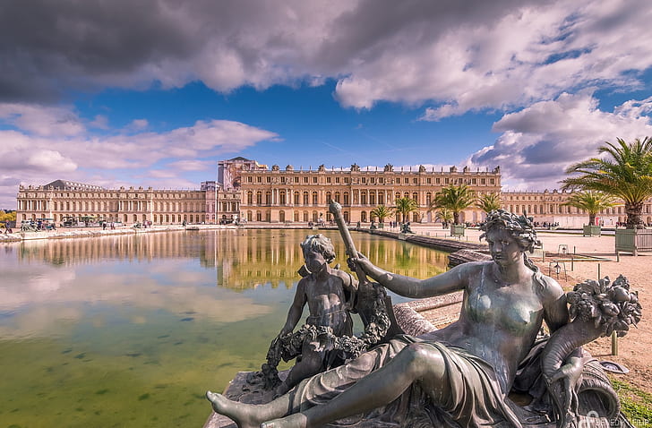 Francia, Paris, fuente, Palacio de Versalles, Fondo de pantalla HD