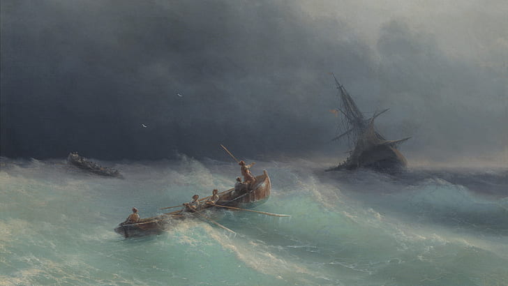 traditionell konst, traditionell konst, fartyg, målning, Ivan Aivazovsky, HD tapet
