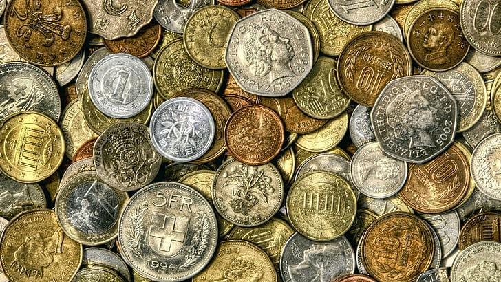pengar, mynt, guld, silver, valuta, euro, HD tapet