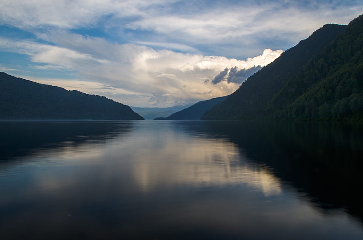naturaleza, paisaje, reflejo, nubes, Siberia, lago, agua, Fondo de pantalla HD