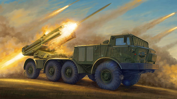 허리케인, MLRS, 220 mm, 소련 발사 시스템 발리 발사, 9К57, HD 배경 화면
