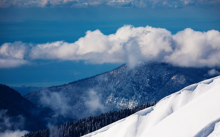 เมฆขาวธรรมชาติทิวทัศน์ท้องฟ้าภูเขา, วอลล์เปเปอร์ HD