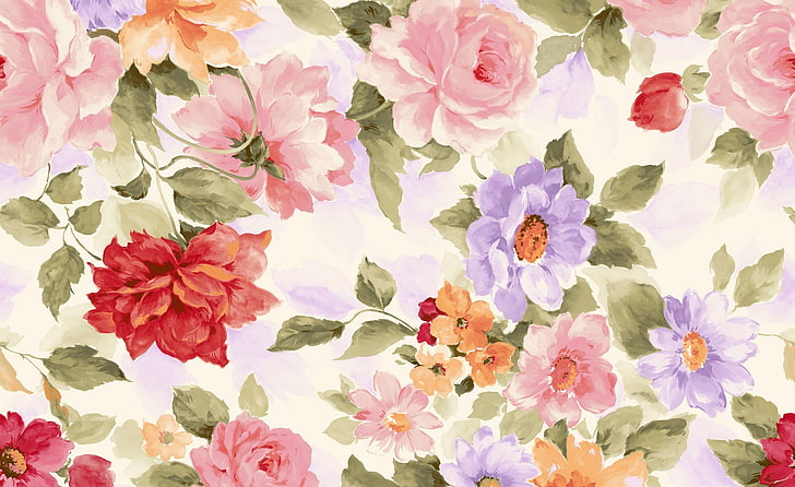 Flores de colores variados pintura, flores, pintura, imagen, textura,  pétalos, Fondo de pantalla HD | Wallpaperbetter