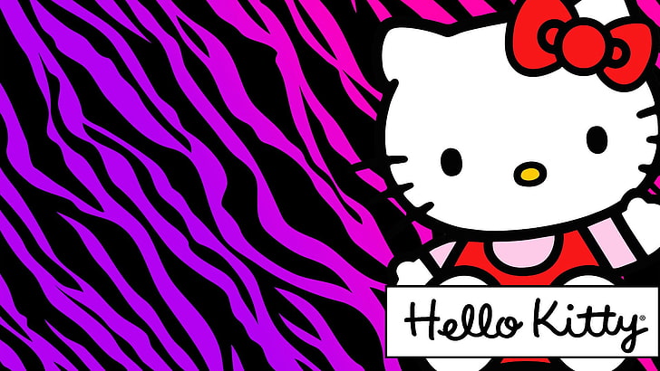 ハローキティのロゴ、ハローキティ、子猫、猫、日本語、 HDデスクトップの壁紙