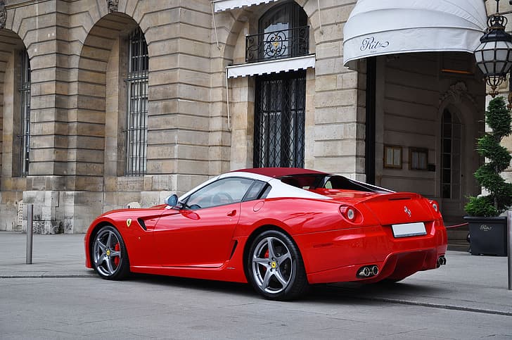 red, Ferrari, convertible, 599, cabrio, back, SA Aperta, HD wallpaper