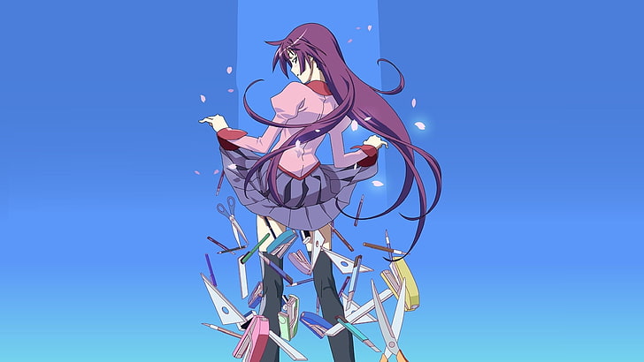 Anime, Anime Girls, Monogatari-Serie, Senjougahara Hitagi, Schuluniform, HD-Hintergrundbild