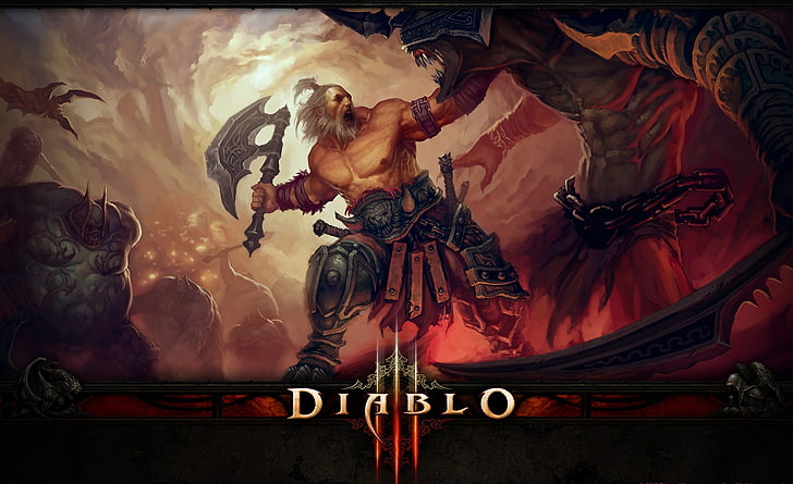 Diablo III Barbarian, Diablo 3 digital wallpaper, Games, Diablo, video game, 2012, artwork, concept art, diablo iii, diablo 3, barbarian, HD wallpaper