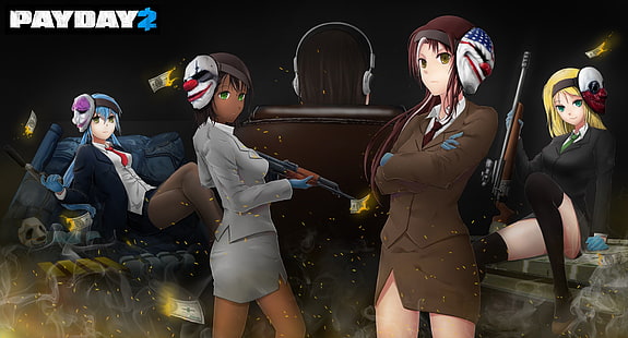 Pay Day 2 tapet, animeflickor, anime, Payday 2, HD tapet HD wallpaper