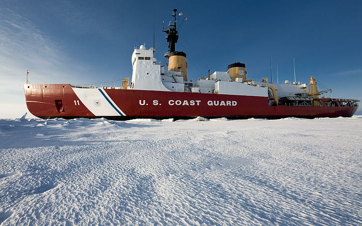 Taglierina polare della guardia costiera, nave, guardia costiera, rompighiaccio, barca, polare, barche, Sfondo HD