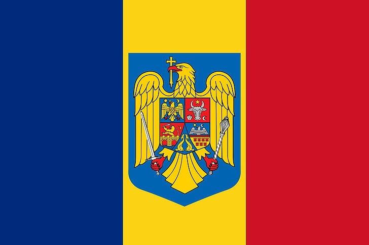 2000px флаг, герб svg, палто, Румъния, HD тапет