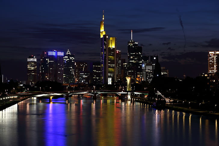 Frankfurt skyline, skyline, frankfurt, main, Tyskland, HD tapet