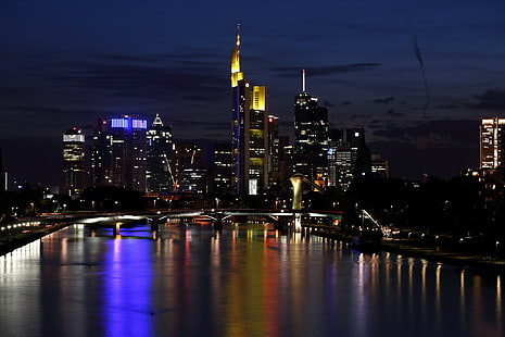 Frankfurt skyline, skyline, frankfurt, main, Tyskland, HD tapet HD wallpaper