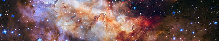 suns, ESA, Hubble Deep Field, multiple display, Westerlund 2, triple screen, stars, nebula, space, galaxy, HD wallpaper