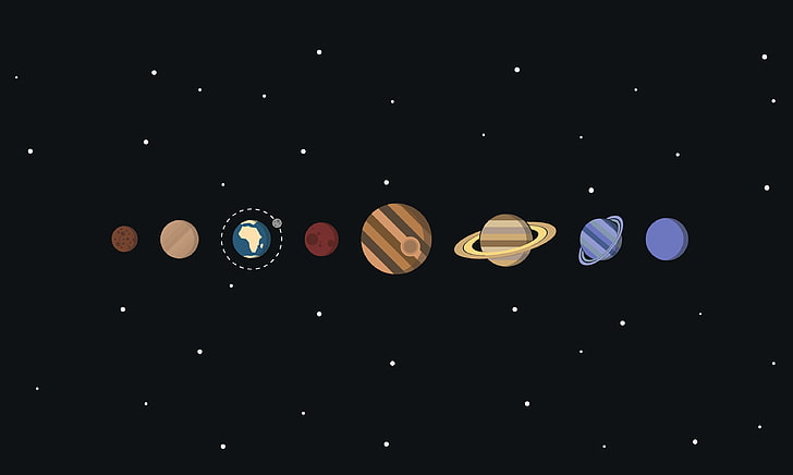 иллюстрация планеты различного цвета, космос, звезды, планета, вектор, солнечная система, HD обои