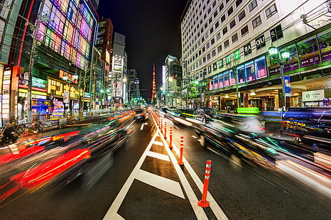 車の時間経過写真、東京、東京、野生、東京、通り、時間経過、写真、車、日本、com、夜、交通、通り、都市のシーン、車、照らされた、都市生活、ぼやけた動き、都市景観、ダウンタウン地区、都市、道路、アジア、速度、交通機関、有名な場所、 HDデスクトップの壁紙 HD wallpaper