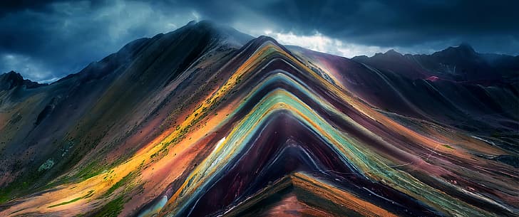 Peru, pegunungan, lanskap, warna-warni, alam, Patagonia, awan, Wallpaper HD