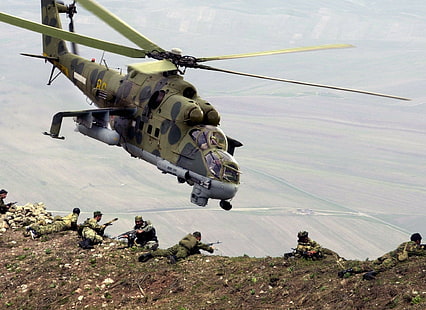 مي 24 طائرات هليكوبتر خلفية عسكرية، خلفية HD HD wallpaper