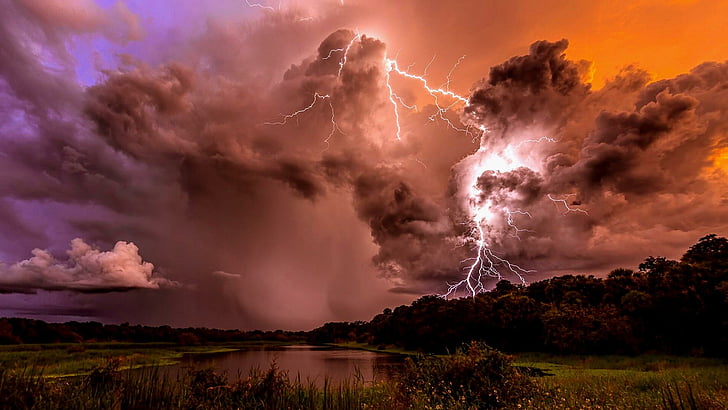 雷、嵐、キャンペーン、雲、曇り、嵐、 HDデスクトップの壁紙