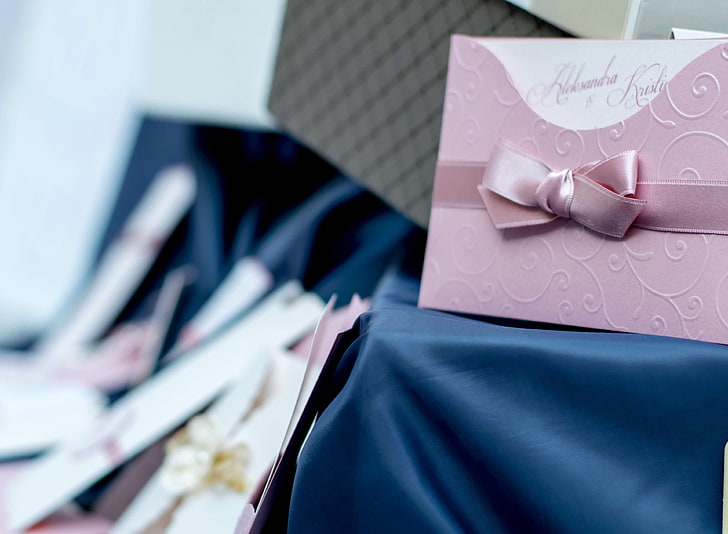 青、カード、招待状、ピンク、結婚式、 HDデスクトップの壁紙