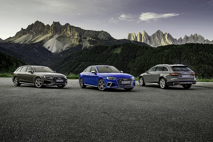 горы, Audi, седан, S4, A4, 2019, универсалы, A4 Avant, A4 Allroad Quattro, HD обои