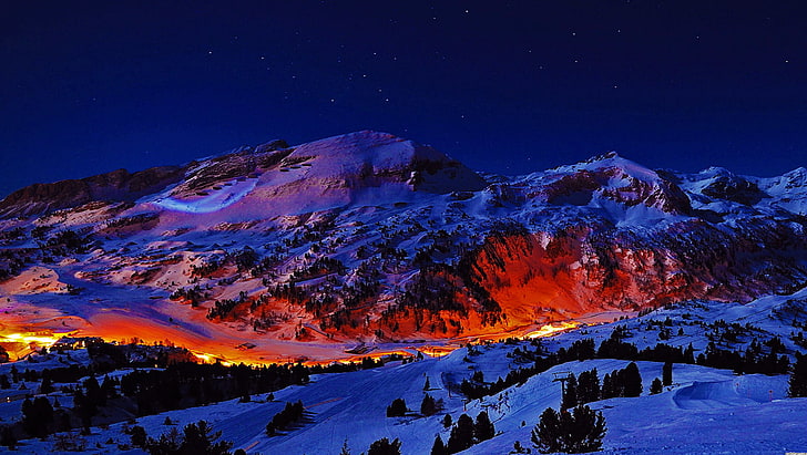 montagnes, nuit, Fond d'écran HD