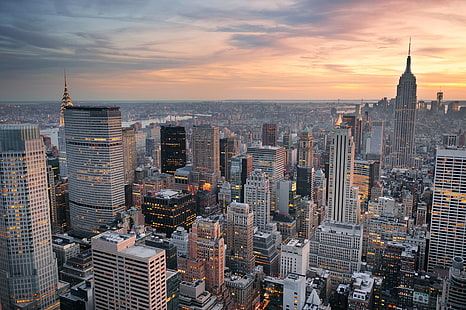 ภาพถ่ายพื้นที่ของอาคารในนิวยอร์กเมืองในเมืองนิวยอร์กซิตี้อาคารตึกเอ็มไพร์สเตท, วอลล์เปเปอร์ HD HD wallpaper
