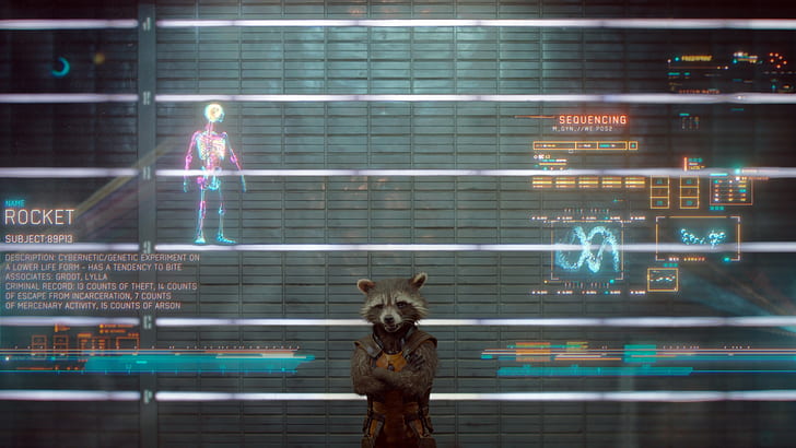 Guardians of the Galaxy Marvel Rocket Raccoon HD, filmer, the, marvel, galaxy, raket, guardians, raccoon, HD tapet