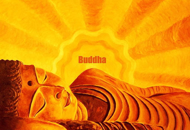 Златната Гаутама спи, илюстрация на Буда на Гаутама, Бог, Господ Буда, златна, Буда, спи, HD тапет