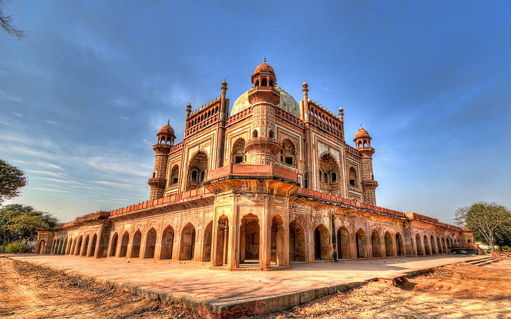 brown dome building, city, building, mosque, indium, hdr, HD wallpaper