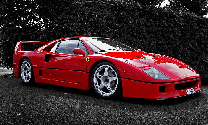 red Ferrari supercar, car, Ferrari, Ferrari F40, HD wallpaper