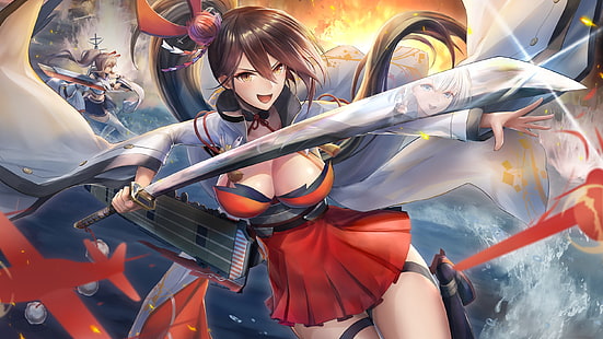 Girl, Sword, Anime, Azur Lane, HD wallpaper HD wallpaper
