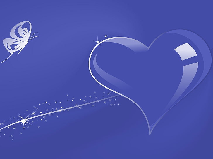blue heart illustration, heart, white, lilac, violet, HD wallpaper