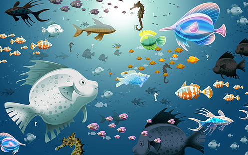 fish, aquarium, computer, moving, 1920x1200, HD wallpaper HD wallpaper
