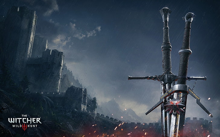 The Witcher Wild Hunt dijital duvar kağıdı, Witcher, Witcher 3: Vahşi Avı, Rivia Geralt, kılıç, HD masaüstü duvar kağıdı