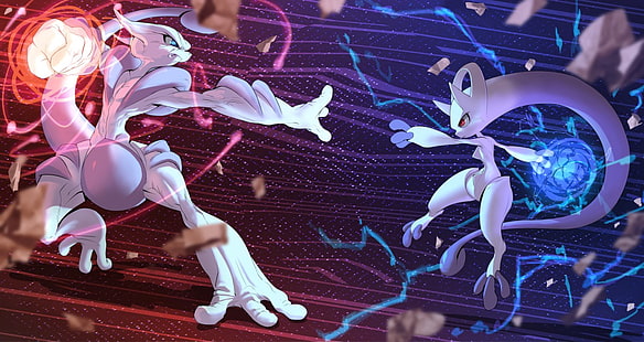 Hintergrundbild von Pokémon Mew und Mewtwo, Pokémon, Mega Evolution (Pokémon), Mega Mewtwo X (Pokémon), Mega Mewtwo Y (Pokémon), Mewtwo (Pokémon), HD-Hintergrundbild HD wallpaper