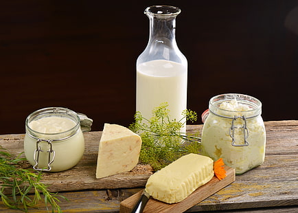 food, cheese, milk, glass, HD wallpaper HD wallpaper