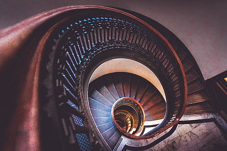 Spiral stairs, Staircase, 4K, HD wallpaper HD wallpaper