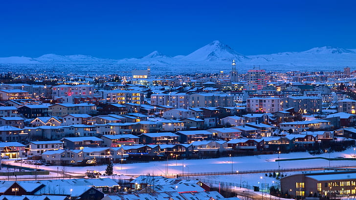 Reykjavik, Islandia, Invierno, Fondo de pantalla HD