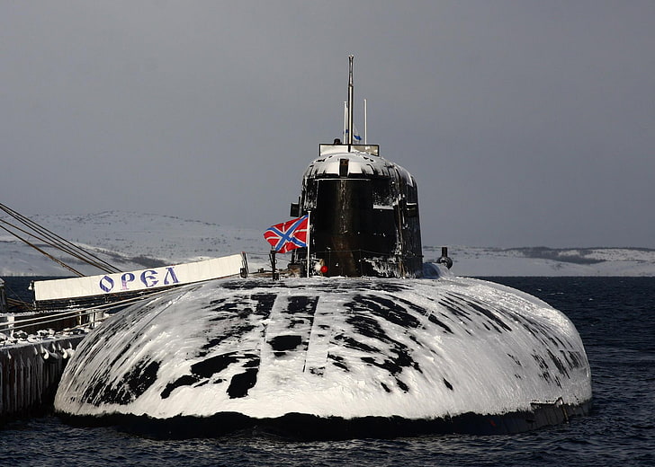 black submarine, sea, boat, Navy, underwater, Russia, North, 