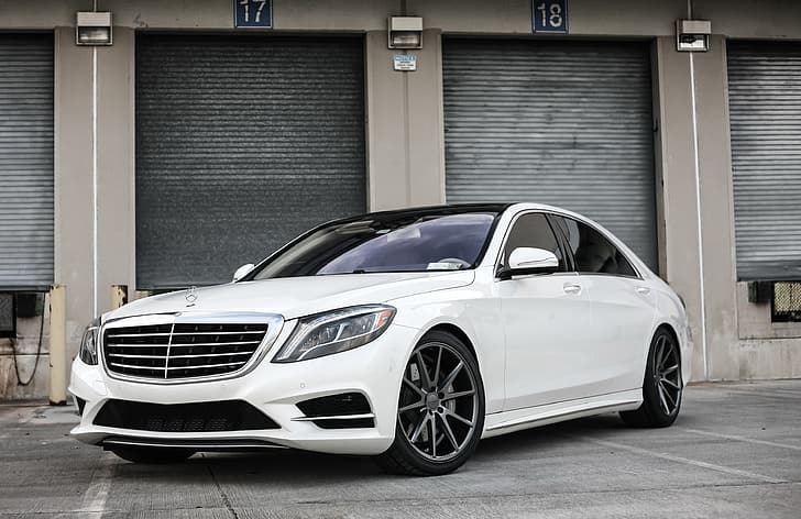 Mercedes, black, with, S550, roof, painted, gloss, HD wallpaper