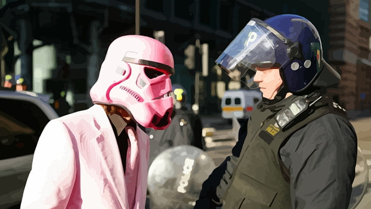 pinker Storm Tropper Helm, Stormtrooper, Polizei, Artwork, Star Wars, HD-Hintergrundbild