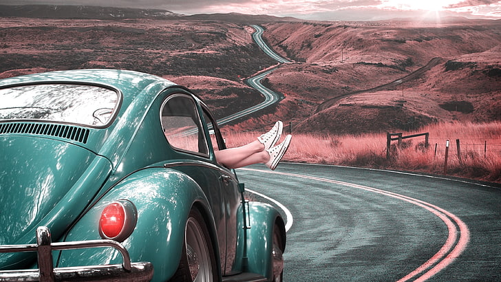 Volkswagen, Volkswagen Beetle, carretera, piernas, coches clásicos, coches  antiguos, Fondo de pantalla HD | Wallpaperbetter