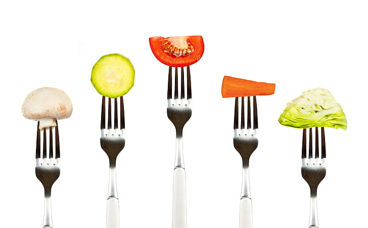 Healthy Veggies, variety of vegetables, Food and Drink, fork, veggies, HD wallpaper