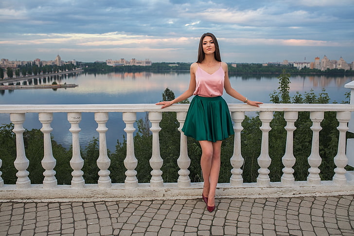 Дмитрий Шулгин, жени на открито, жени, модел, сатен, високи токчета, HD тапет