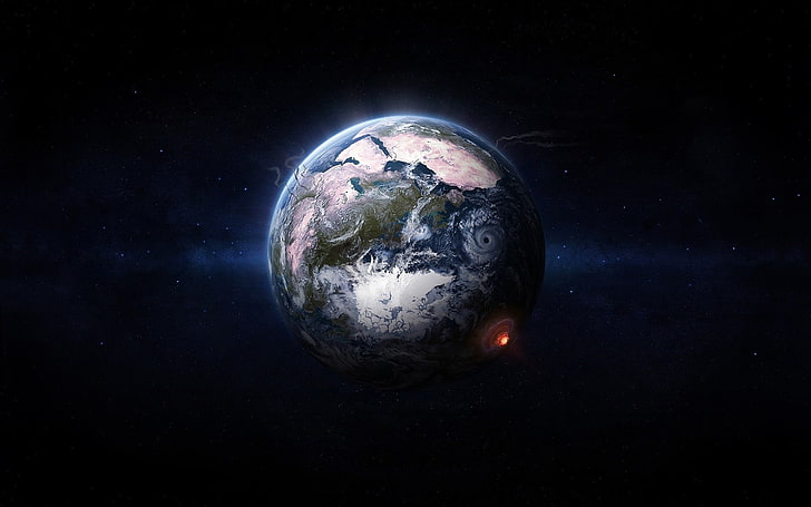 земна илюстрация, Земя, космос, планета, космическо изкуство, апокалиптично, дигитално изкуство, HD тапет